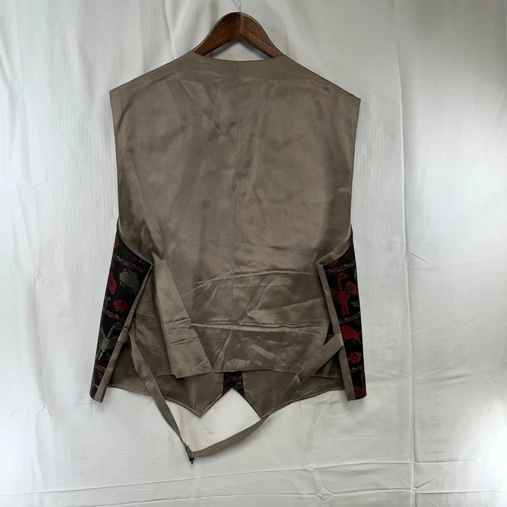 Wah Maker Frontier Clothing Vest Mens XXL Black Red Buffalo Eagle Western Cinch